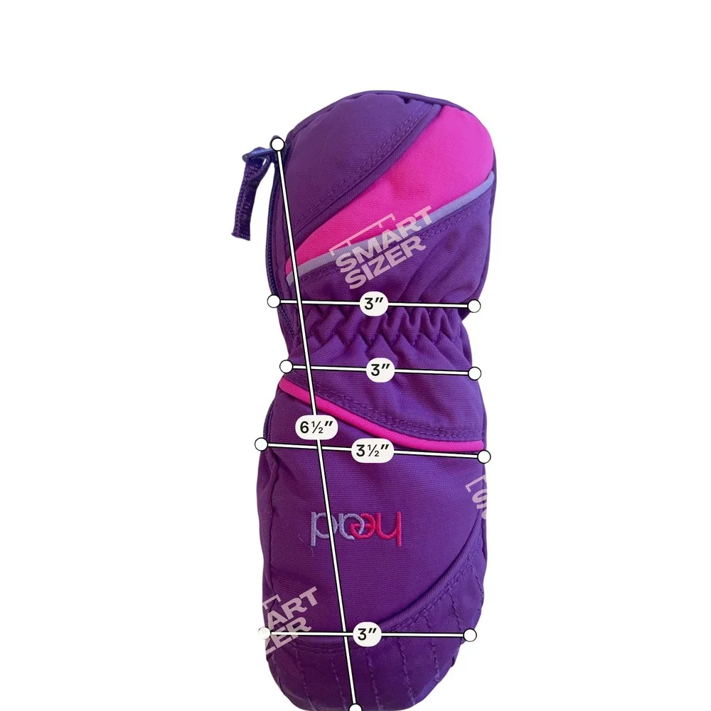 Head Kids Purple Pink Side Zipper Faux Fur Lined Winter‎ Mittens Size XS